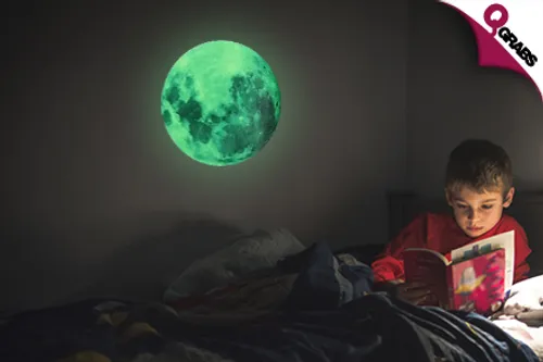 From QR69, Sleep in an Out-of-this-World Brilliance with a Glow-in-the-Dark Moon Wall Sticker! (Up to QR258 Value)